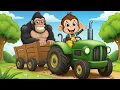 Lagu Monkey Funny Fixes Tractor and Plows Beet Field - Farm Work | MonKey Cartoon