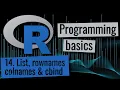 R programming - List colnames rownames cbind