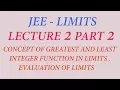 Lecture 2 Part 2 Concept of Greatest and Least Integer Function In Limits Evaluation of Limits