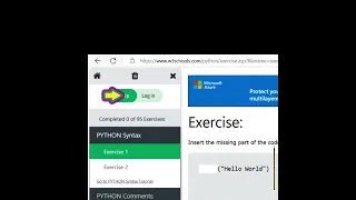 1x1 Use W3School Python course to learn basics
