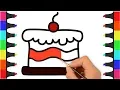 Beautiful Birt ay Cake Coloring Pages - Drawing and Coloring Cake for Kids