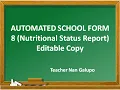 Automated SF8 Learners Nutritional Status Editable Template