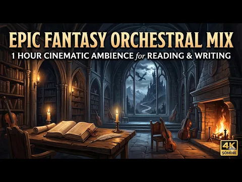 1 Hour Epic Orchestral Mix 🎻 Cinematic Music for Reading & Writing (+ 4K Fireplace)
