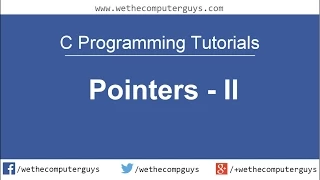 C Programming Language Tutorial - Lect 22 Pointers II