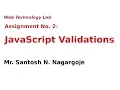 Web Technology Lab Assignment No 2 JavaScript Validations on registration form