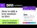 How to Edit a Text Module Divi Tutorial for Beginners