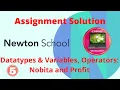 Newton School Assignment Answer Nobita and Profit Datatypes Variables Operators Java