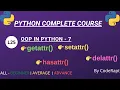 L25 - getattr setattr hasattr delattr functions in Python Python Complete Course