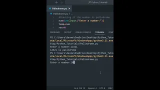 Python program to check that entered number is palindrome or not Python programs
