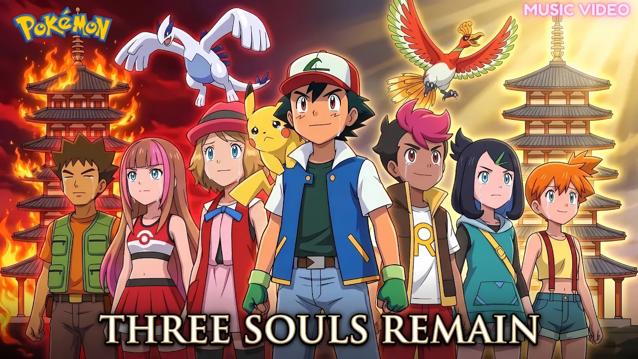 Ash & Friends Gather at the Johto Burned Tower 🕊️ "Three Souls Remain" (Tribute MV) | ELEXYA
