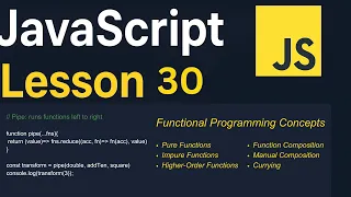 JavaScript Lesson 30 JavaScript Pure Functions Higher-Order Functions Composition Currying