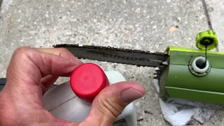 How to put oil into your Sunjoe extendable electric chainsaw