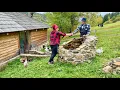 Accepting the beauty of simple rural life in a mountain village on a rainy autumn day