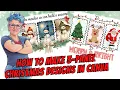 How to Make 3 Panel Christmas Designs in Canva FREE Template Snowman Prompts