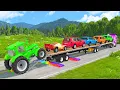 Download Lagu Flatbed Truck McQueen | Transportation with Truck - Pothole vs Car #12 | BeamNG.Drive Gameplay