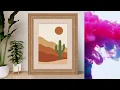 Minimalist Desert Landscape with Cactus Retro Boho Wall Art Print