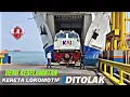 DEMI KESELAMATAN❗TRUCK KERETA LOKOMOTIF DI TOLAK NAIK KAPAL DI PELABUHAN MERAK