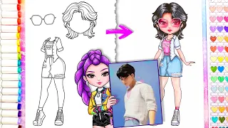 Satisfying Coloring Saja Jinu Outfit for K-Pop Rumi π How to Color with Ohuhu Art Markers & ASMR π
