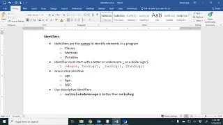Identifiers in Java