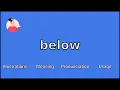 BELOW - Meaning and Pronunciation