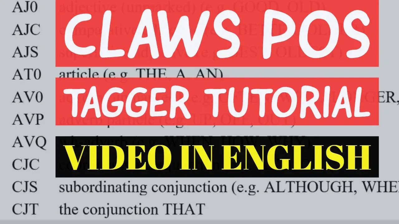 CLAWS POS Tagger | Tagged Text Analysis with Antconc | C5 and C7 Tagset | [English]