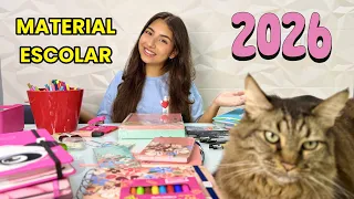 MOSTRANDO MEU MATERIAL ESCOLAR 2026 PARA FACULDADE - Julia Moraes
