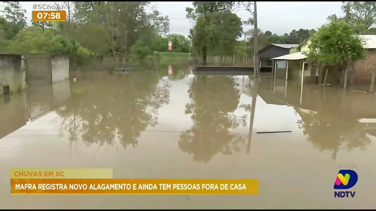 Chuvas em Santa Catarina: Mafra registra novo alagamento e ainda tem pessoas fora de casa