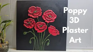 3D Poppy flower plaster art tutorial for art and craft lovers
