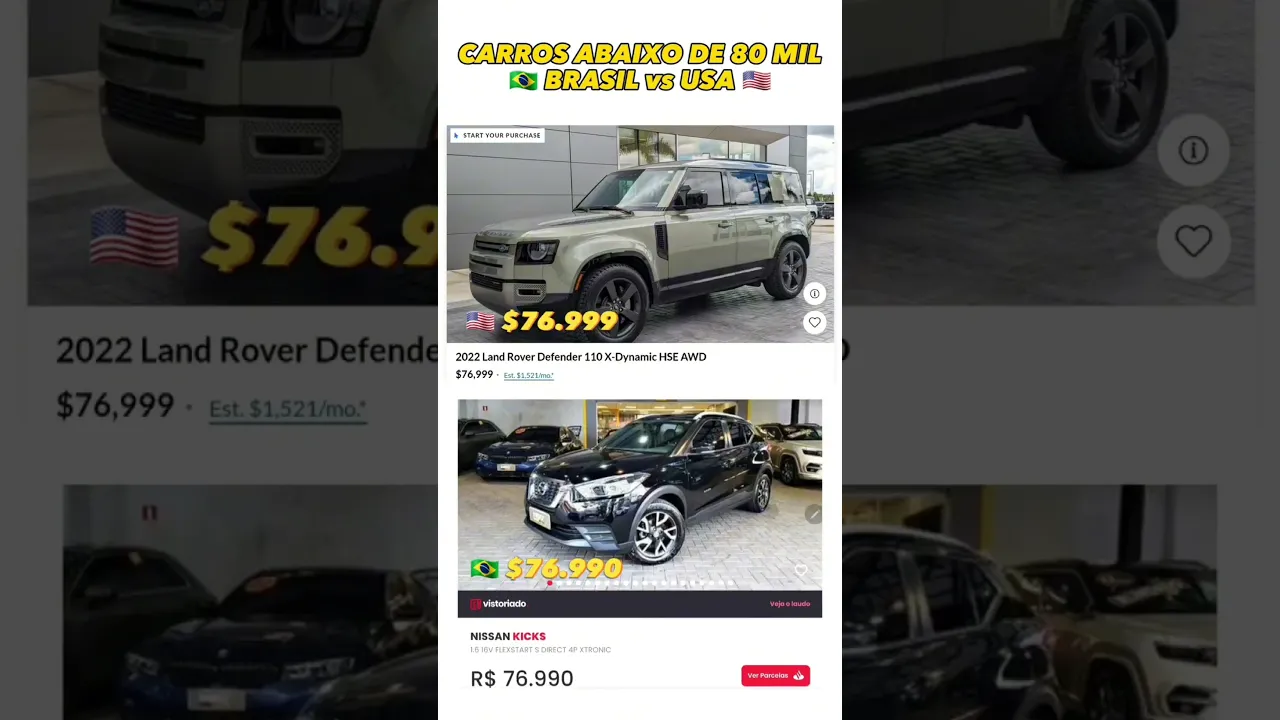 Brasil vs EUA 🤬 Carros
