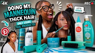 DOiNG My MANNEQUiN THiCK HAiR OnLy USiNG TEAL  PRODUCTs *New Hairstyle alert* 