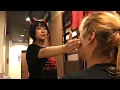 Face slapping by japanese girl for