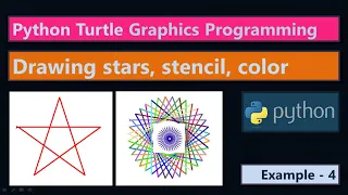 Star Stencil Design Random Colors Turtle Graphics Program Ex - 4 Learn Python Turtle Program