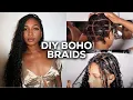 BOHO KNOTLESS BRAIDS ON YOURSELF DETAILED parting step-by-step braid your own hair like a pro