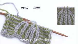 How to decrease 2 stitches towards left and right with 2-colour in English rib