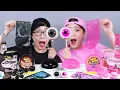 Black VS Pink Food Dessert Mukbang 검정색 핑크색 디저트 먹방 DONA 도나