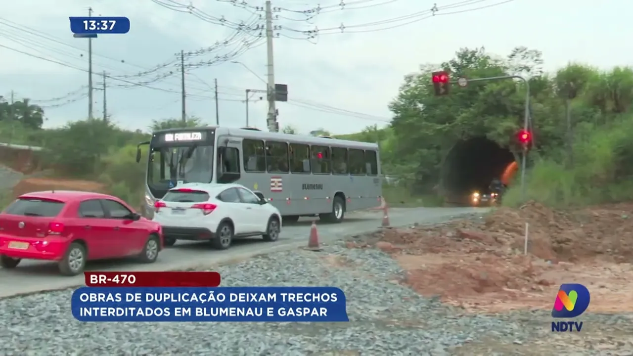 Obras de duplicação da BR-470 deixam trechos interditados em Blumenau e Gaspar