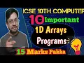 Exam oriented Top 10 Array Programs in java 2027 ICSE class 10 Computer by yp computer classes