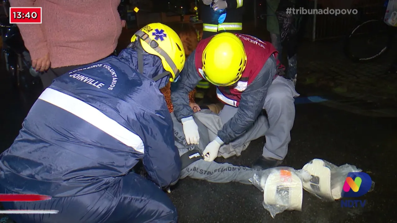 Ciclista é atropelado, ficou ferido e foi levado ao hospital em Joinville