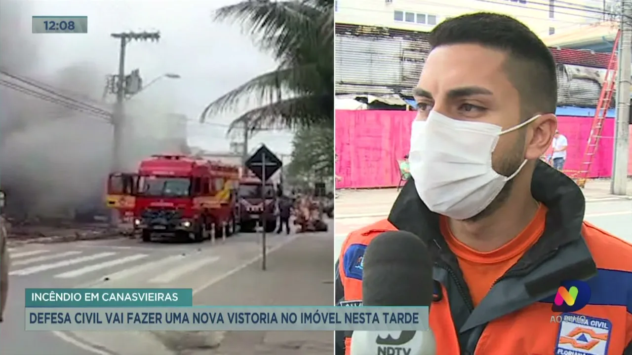 Incêndio em Canasvieiras: Defesa Civil vai fazer uma nova vistoria no imóvel nesta tarde