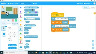add two numbers using Scratch programming how to use mBlock learn coding