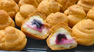 Creamy tanpa whipping cream! Resep "cream puffs" simple lembut lumer di mulut. Kue sus tanpa mixer