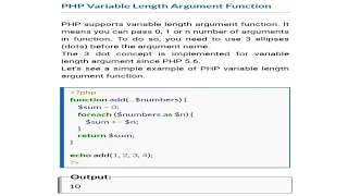 PHP VARIABLE LENGTH ARGUMENT FUNCTION IN PHP COMPUTER LANGUAGE