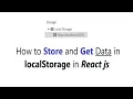 How to use LocalStorage in react js How to Store and Get data in LocalStorage in React JS