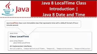 Java 8 LocalTime Class Introduction Java 8 Date and Time Java Date and Time