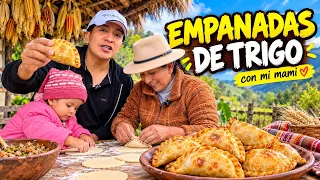 Empanadas caseras de harina de trigo hechas a leña con mi mamá y así nos quedo