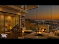 Download Lagu Ontspannende pianojazz in een gezellig loftappartement 🌇 Herfstzonsondergang, regen en haardgeluiden voor een rustige nacht