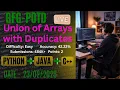 Union of Arrays with Duplicates GFG-POTD 2026 Pythoon Java C Solution cswithak