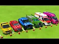 TRANSPORTING POLICE CARS, FIRE DEPARTMENT, AMBULANCE VEHICLES WITH TRUCKS ! Farming Simulator 25