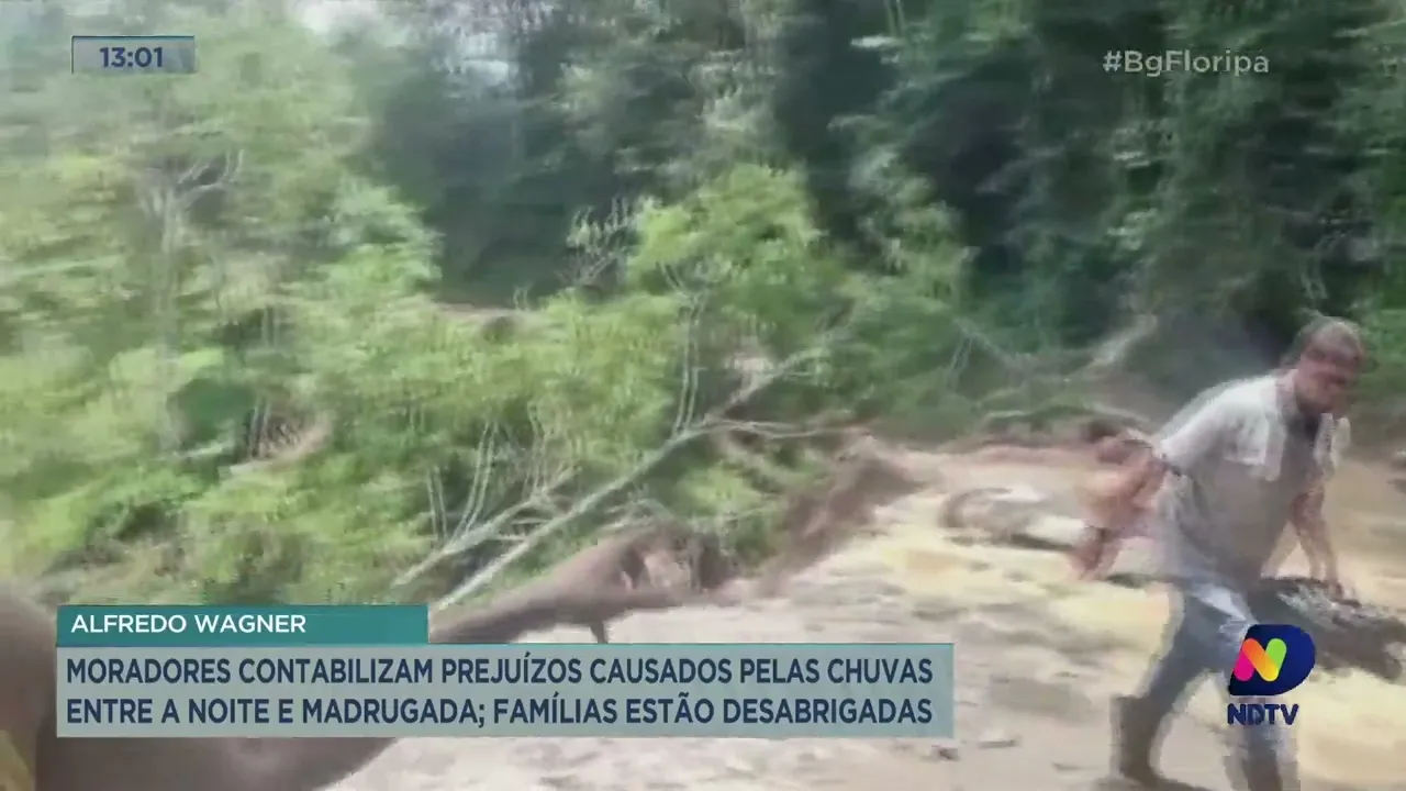 Deslizamentos em Alfredo Wagner deixa moradores desabrigados