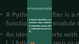 Identifiers Python identifiers Python programming language Malayalam Tutorial